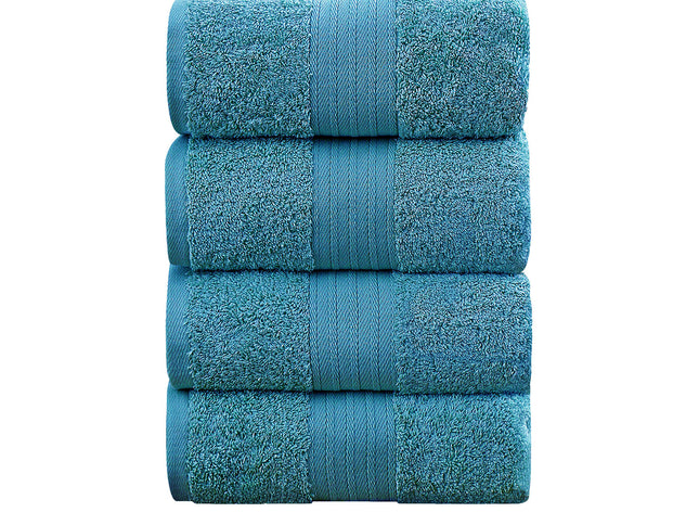 Linenland 4 Piece Cotton Bath Towels Set - Blue