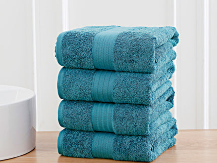 Linenland 4 Piece Cotton Bath Towels Set - Blue