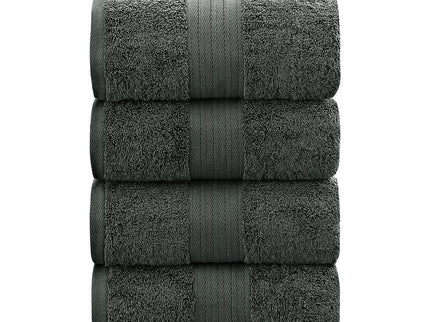 Linenland 4 Piece Cotton Bath Towels Set - Charcoal