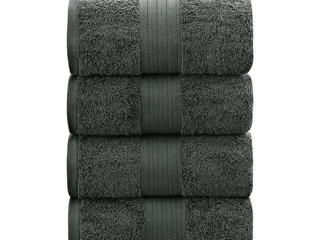 Linenland 4 Piece Cotton Bath Towels Set - Charcoal