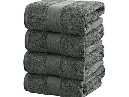 Linenland 4 Piece Cotton Bath Towels Set - Charcoal