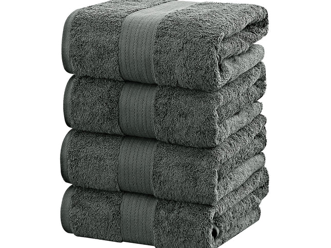 Linenland 4 Piece Cotton Bath Towels Set - Charcoal