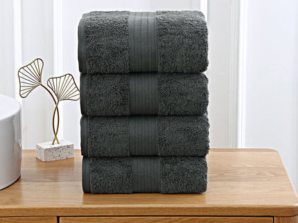 Linenland 4 Piece Cotton Bath Towels Set - Charcoal
