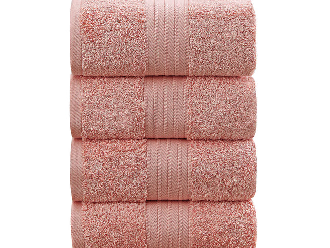 Linenland 4 Piece Cotton Bath Towels Set - Coral
