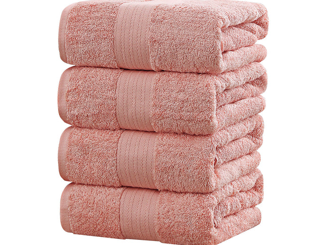 Linenland 4 Piece Cotton Bath Towels Set - Coral