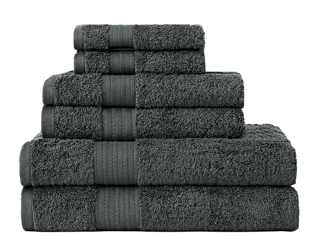 Luxury 6 Piece Soft and Absorbent Cotton Bath Towel Set - Charcoal