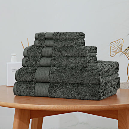 Luxury 6 Piece Soft and Absorbent Cotton Bath Towel Set -¬¨‚Ä† Charcoal