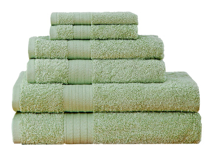 Luxury 6 Piece Soft and Absorbent Cotton Bath Towel Set - Sage Green
