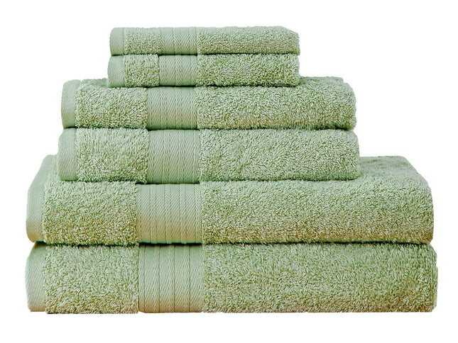 Luxury 6 Piece Soft and Absorbent Cotton Bath Towel Set - Sage Green