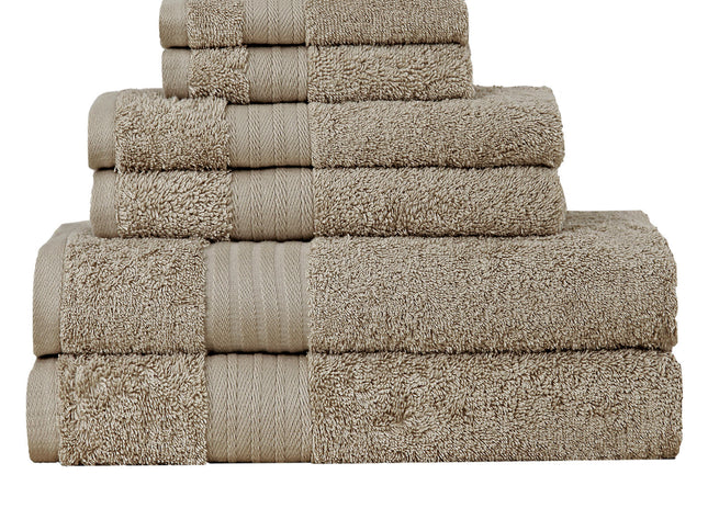 Luxury 6 Piece Soft and Absorbent Cotton Bath Towel Set - Sandstone