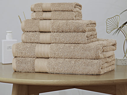 Luxury 6 Piece Soft and Absorbent Cotton Bath Towel Set - Sandstone
