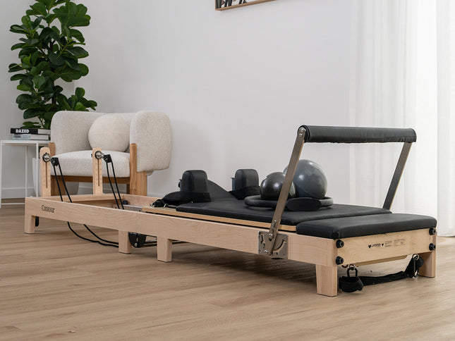 Lifespan Fitness Contour 2 Folding Wood Pilates Reformer Set