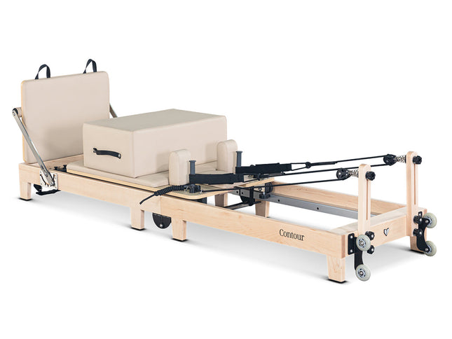 Lifespan Fitness Contour Folding Wooden Pilates Reformer Machine Set (Beige)