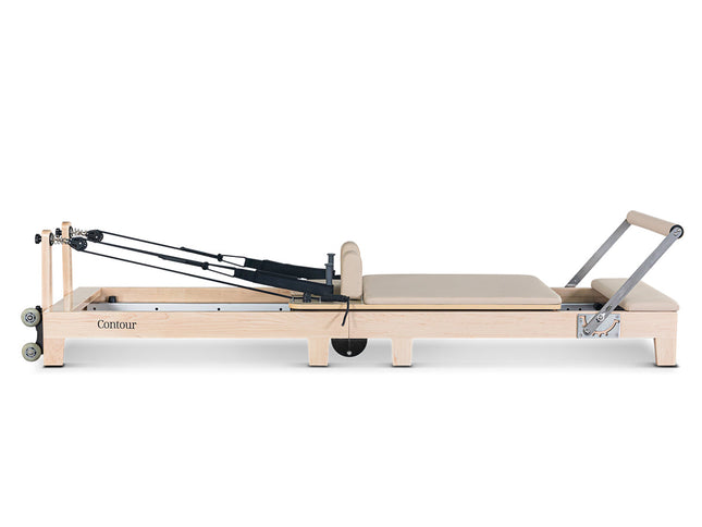 Lifespan Fitness Contour Folding Wooden Pilates Reformer Machine Set (Beige)