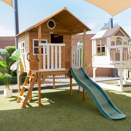 Lifespan Kids Archie Cubby House (Elevated) with 1.8m Slide (Green)