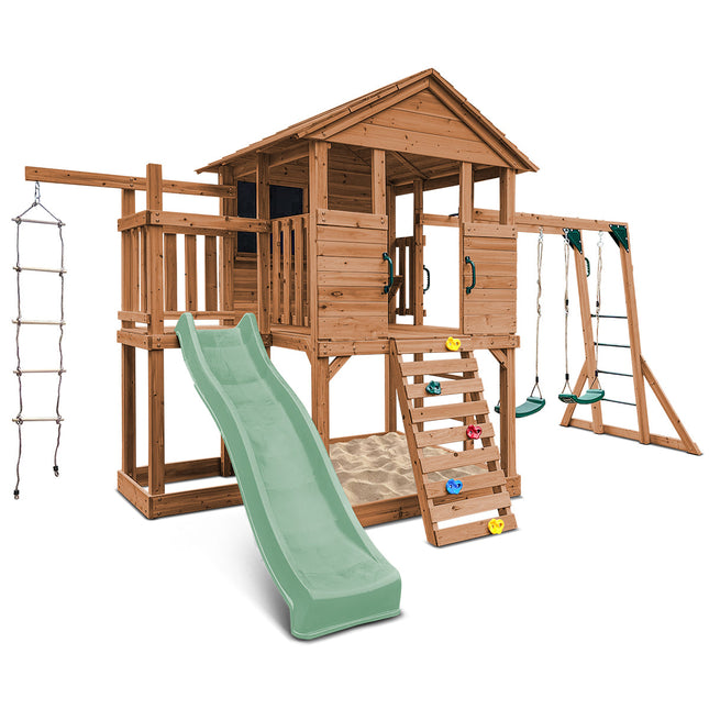 Lifespan Kids Kingston Cubby House with 2.2m Slide (Pastel Green)