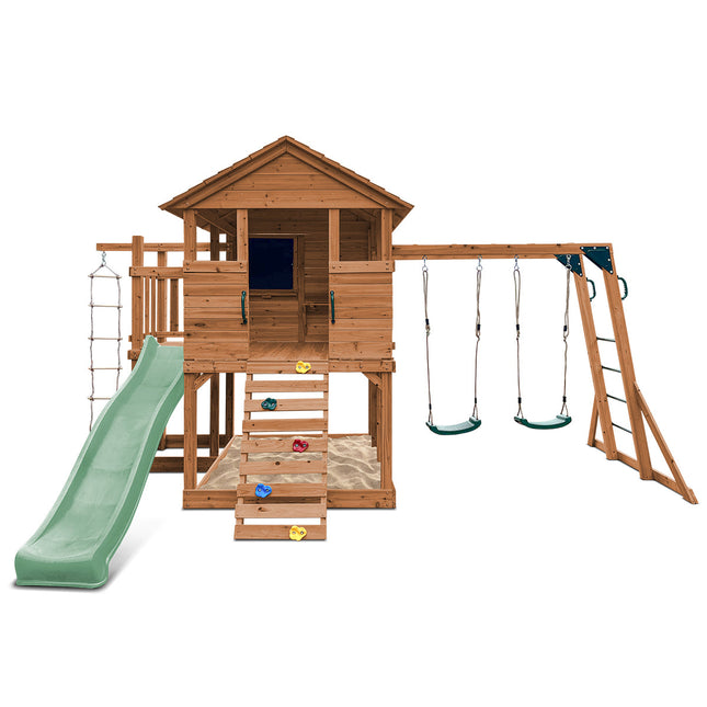 Lifespan Kids Kingston Cubby House with 2.2m Slide (Pastel Green)