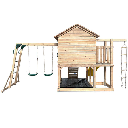 Lifespan Kids Kingston Cubby House Swing Set with 2.2m Yellow Slide