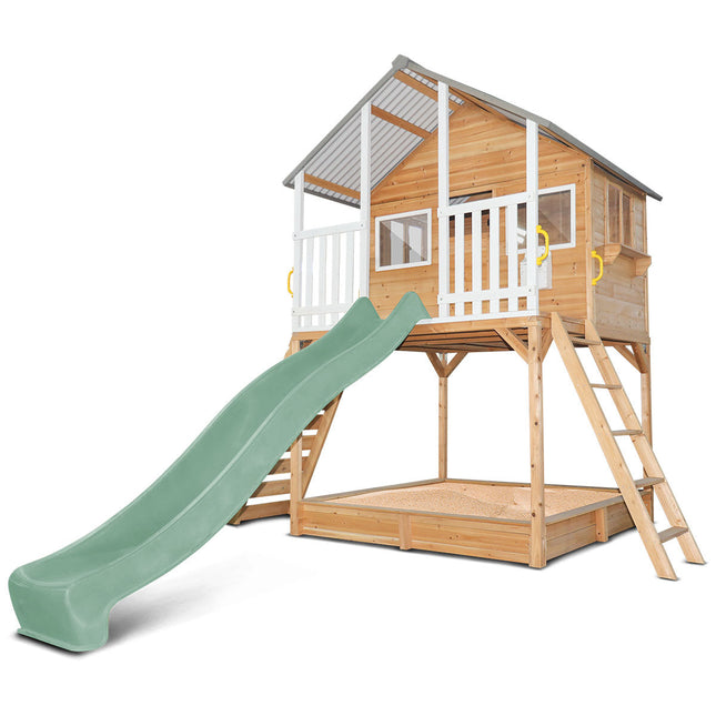 Lifespan Kids Winchester Cubby House (Elevated 1.2m) with 2.2m Slide (Pastel Green)