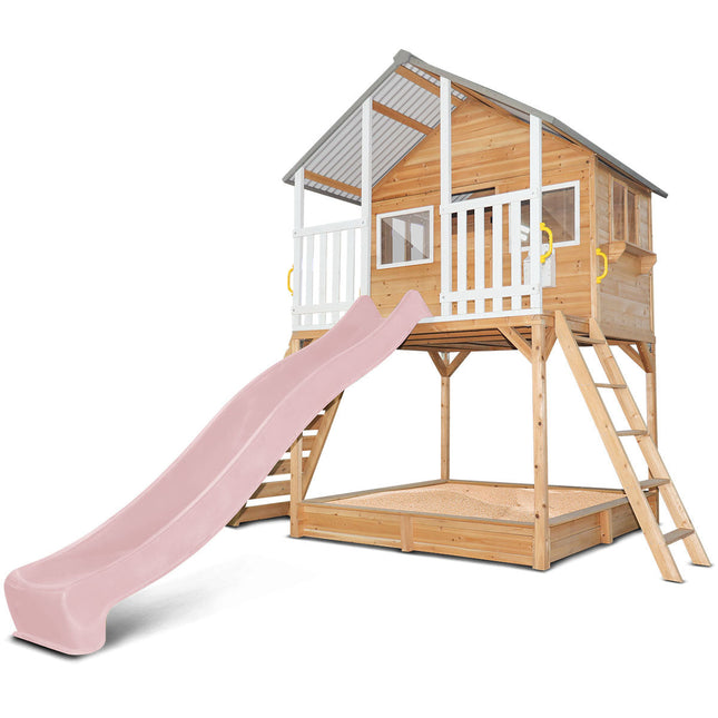 Lifespan Kids Winchester Cubby House (Elevated 1.2m) with 2.2m Slide (Pastel Pink)