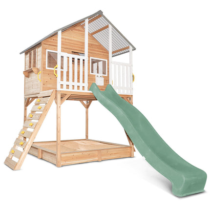 Lifespan Kids Winchester Cubby House (Elevated 1.45m) with 3.0m Slide (Pastel Green)