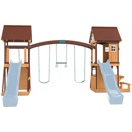 Lifespan Kids Armadale Swing Set & Play Centre with Two 2.2m Slide (Pastel Blue)