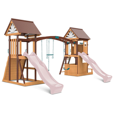 Lifespan Kids Armadale Swing Set & Play Centre with Two 2.2m Slide (Pastel Pink)