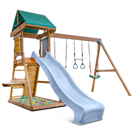 Lifespan Kids Birmingham Swing Set & Play Centre with 2.2m Slide (Pastel Blue)