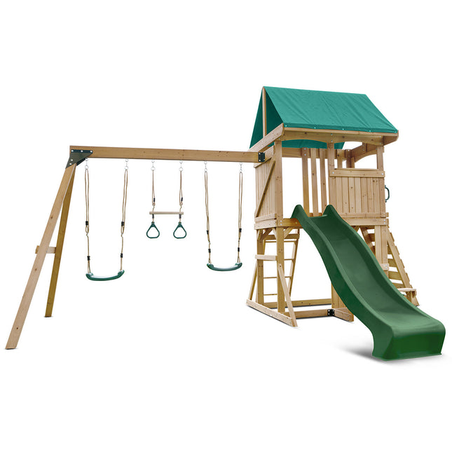 Lifespan Kids Carindale Swing Set & Play Centre with 2.2m Slide (Green)