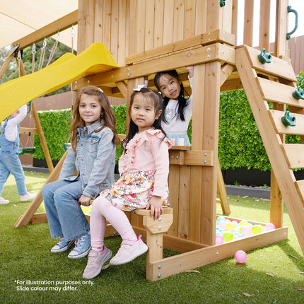 Lifespan Kids Carindale Swing Set & Play Centre with 2.2m Slide (Pastel Green)