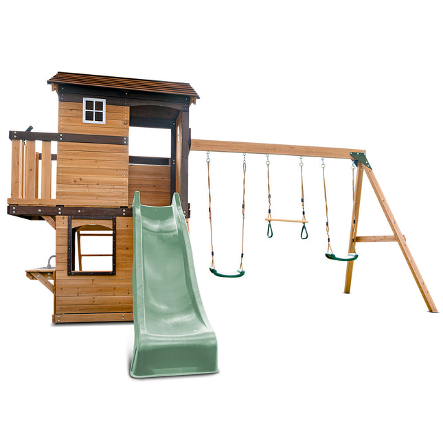 Lifespan Kids Darlington Swing Set & Play Centre with 2.2m Slide (Pastel Green)