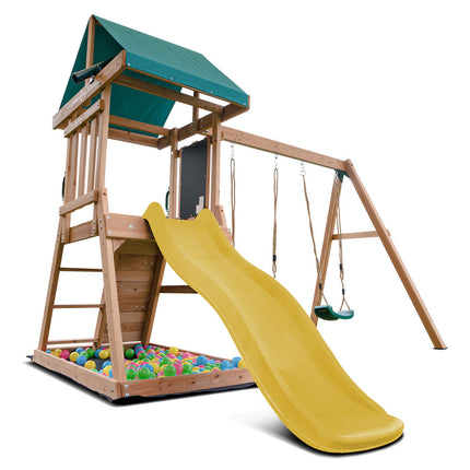 Lifespan Kids Greenvale Swing Set & Play Centre with 1.8m Slide (Yellow)
