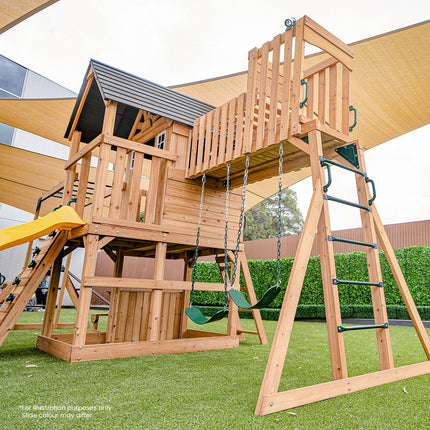 Lifespan Kids Kensington Swing Set, Monkey Bars & Play Centre with 2.2m Slide (White)