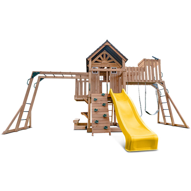 Lifespan Kids Kensington Swing Set, Monkey Bars & Play Centre with 2.2m Slide (Yellow)