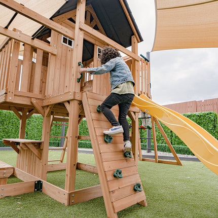 Lifespan Kids Kensington Swing Set, Monkey Bars & Play Centre with 2.2m Slide (Yellow)