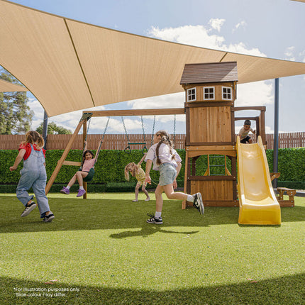 Lifespan Kids Meer Brook Swing Set, Monkey Bars & Play Centre with 2.2m Slide (Blue)