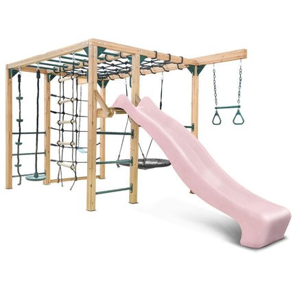 Lifespan Kids Orangutan Monkey Bars Jungle Gym Climbing Frame with 2.2m Slide (Pastel Pink)