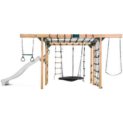 Lifespan Kids Orangutan Monkey Bars Jungle Gym Climbing Frame with 2.2m Slide (White)