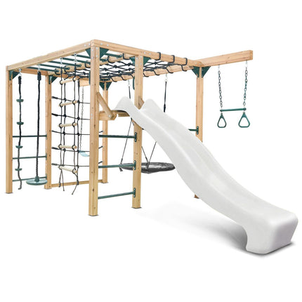 Lifespan Kids Orangutan Monkey Bars Jungle Gym Climbing Frame with 2.2m Slide (White)
