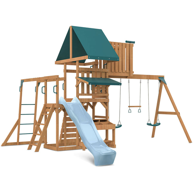 Lifespan Kids Walton Swing Set, Monkey Bars & Play Centre with 2.2m Slide (Pastel Blue)