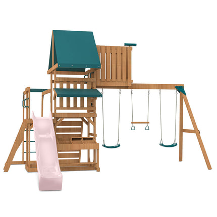 Lifespan Kids Walton Swing Set, Monkey Bars & Play Centre with 2.2m Slide (Pastel Pink)