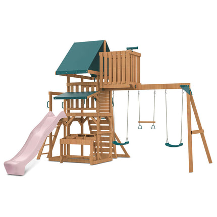 Lifespan Kids Walton Swing Set, Monkey Bars & Play Centre with 2.2m Slide (Pastel Pink)