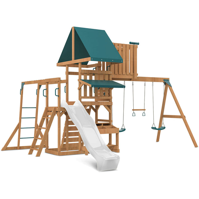 Lifespan Kids Walton Swing Set, Monkey Bars & Play Centre with 2.2m Slide (White)