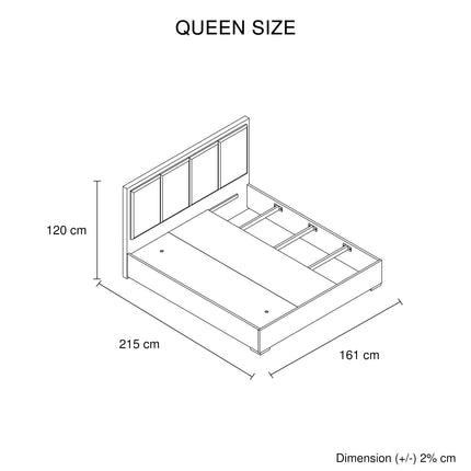 Queen 4 Pcs Bedroom Suite with Dresser Fabric Upholstery MDF Combination of Black & Cement Colour
