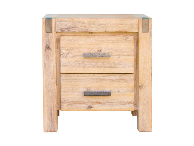 4 Pieces Bedroom Suite in Solid Wood Veneered Acacia Construction Timber Slat Queen Size Oak Colour Bed, Bedside Table & Dresser