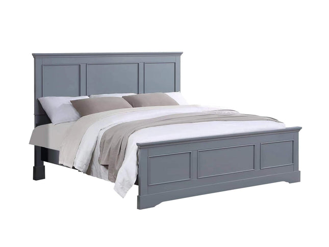 4 Pieces Bedroom Suite in Solid Wood & MDF King Size Grey Colour Bed, Bedside Table & Dresser