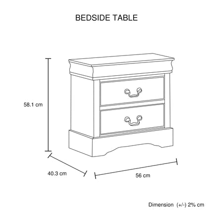 5 Pieces Bedroom Suite in Solid Wood & MDF King Size Grey Colour Bed, Bedside Table, Dresser & Tallboy