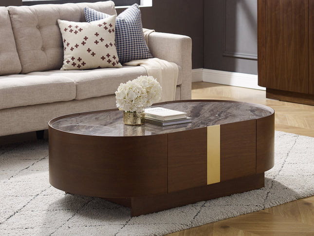 Coffee Table MDF Board Melamine Interior Ample Storage in Dark Walnut colour