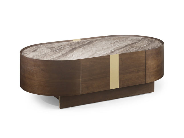Coffee Table MDF Board Melamine Interior Ample Storage in Dark Walnut colour