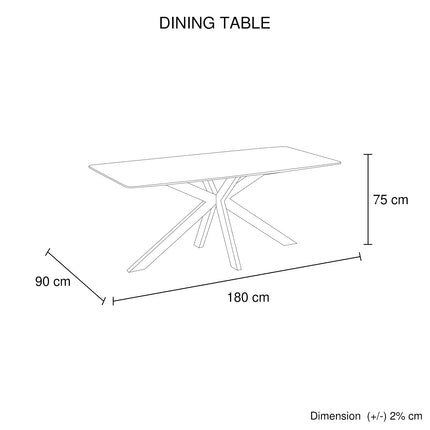 Dining Table Rectangular Shape Grey Sintered Stone Top Powder Coated Iron Legs